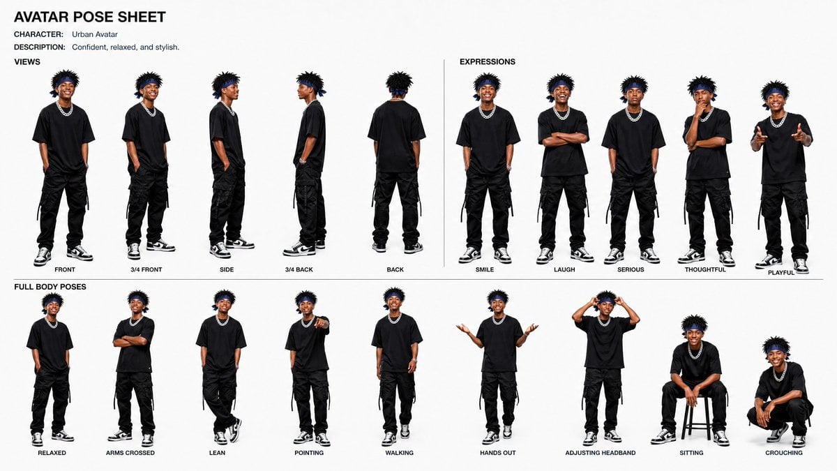 Avatar Character Pose Sheet