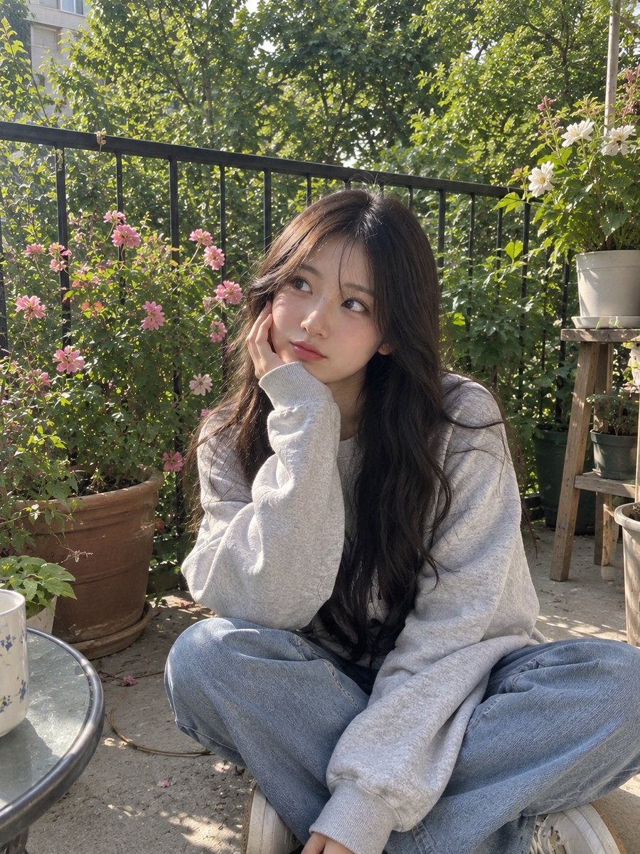 Garden Balcony Smartphone Candid — AI image template example