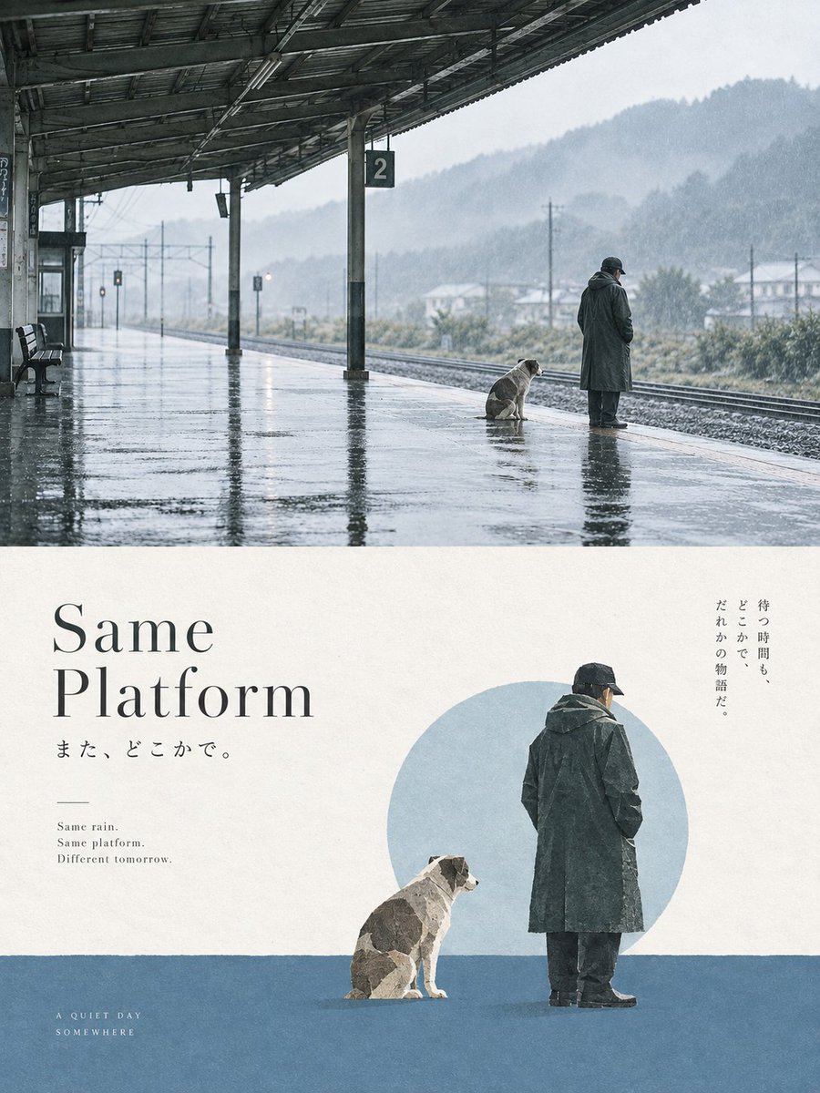 Same Platform Rainy Poster — AI image template example
