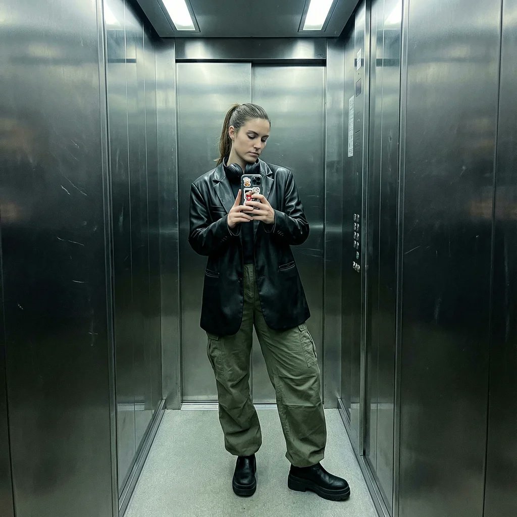 AI-generated sample for “Elevator Outfit Check”