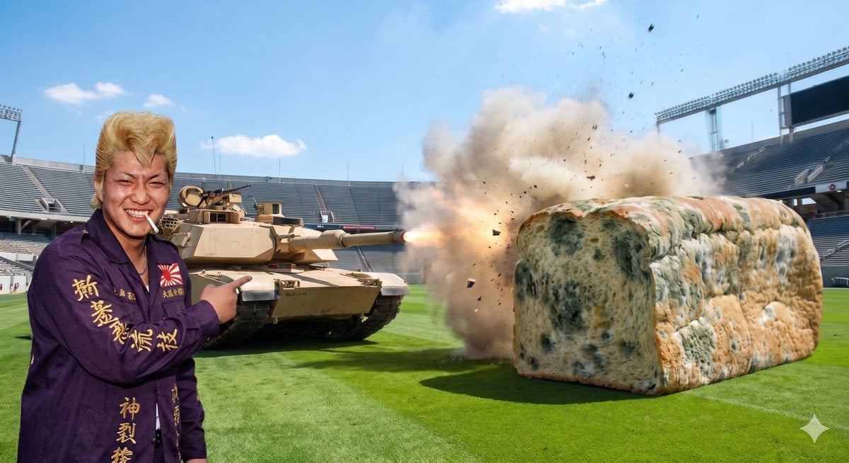 Classic Bosozoku Member vs Molded Bread — AI image template example