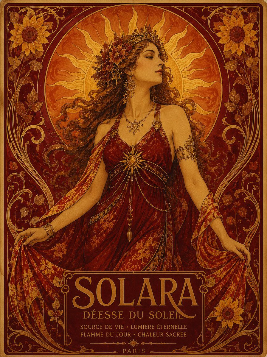 Solara Art Nouveau Sun Goddess Poster
