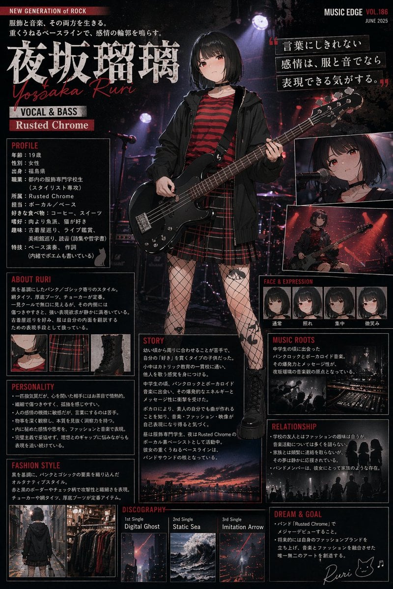 Music Magazine Character Profile — AI image template example