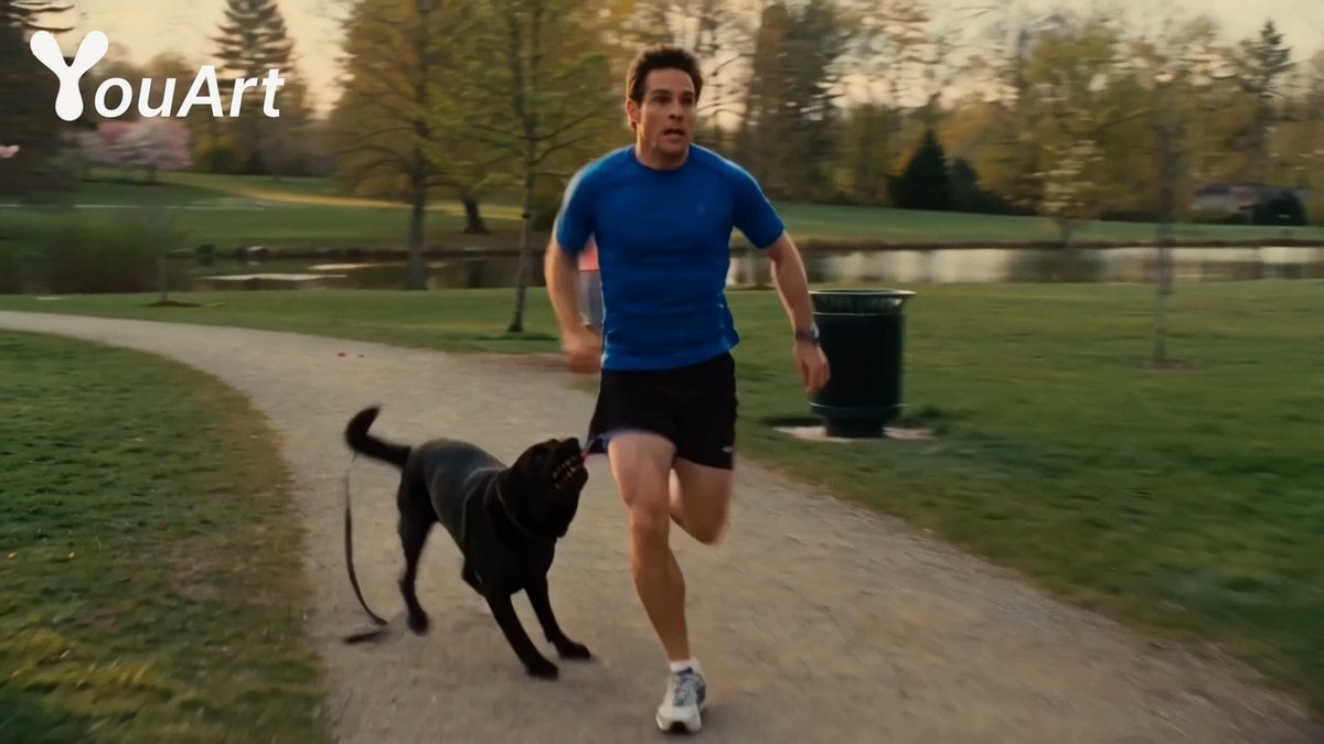 Park Jogging Comedic Dog Chase