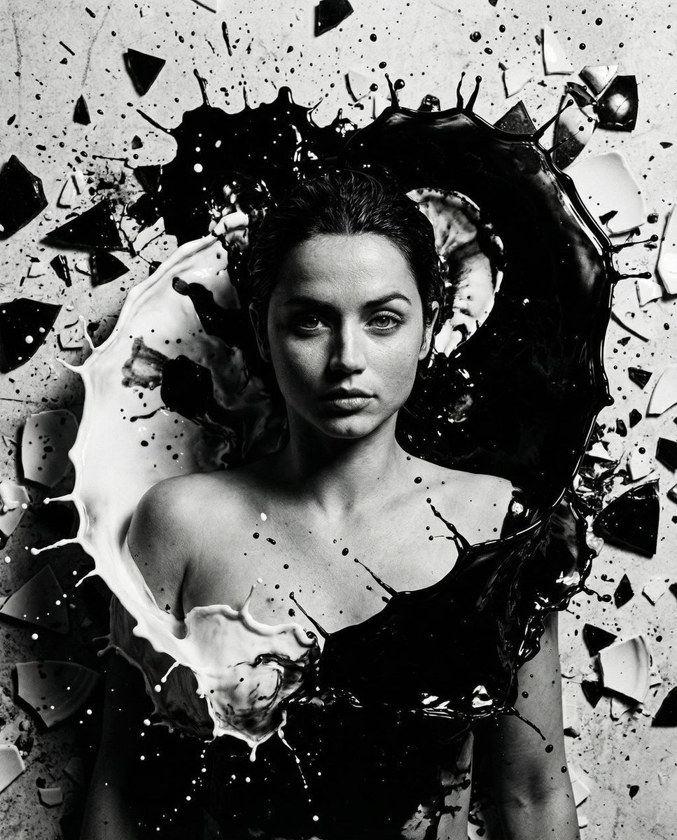 Monochrome Yin Yang Splash Portrait