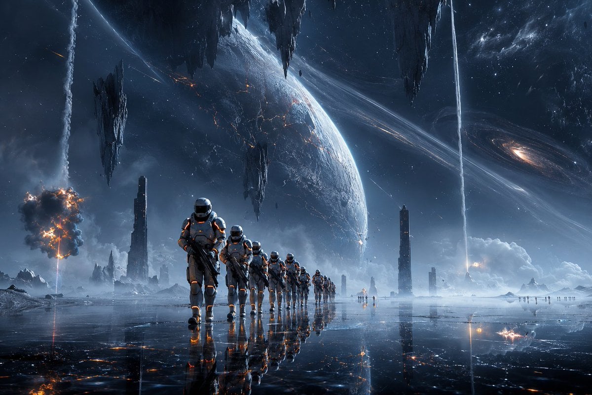 Cinematic Astronauts on Alien Ice World