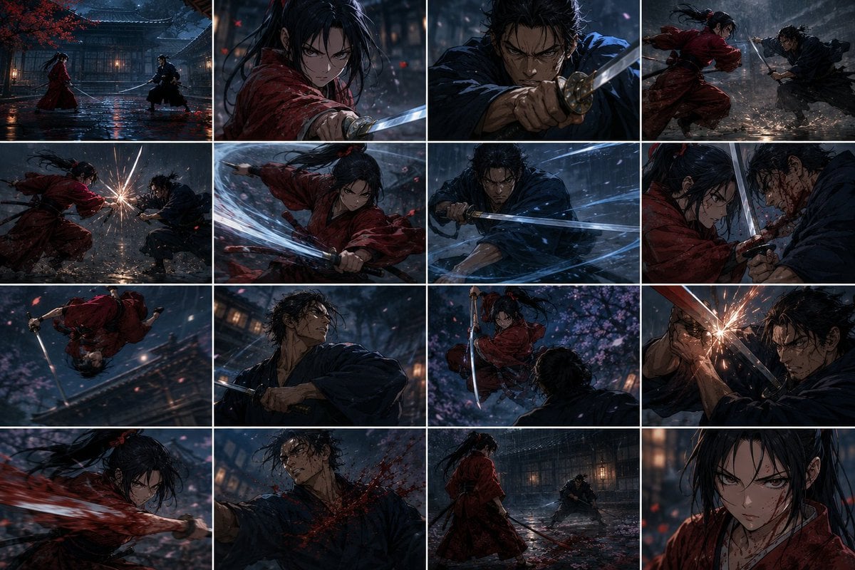 Rainy Samurai Duel Storyboard