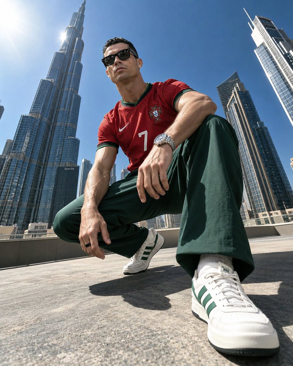 Ronaldo Rooftop Fashion Shoot — AI image template example