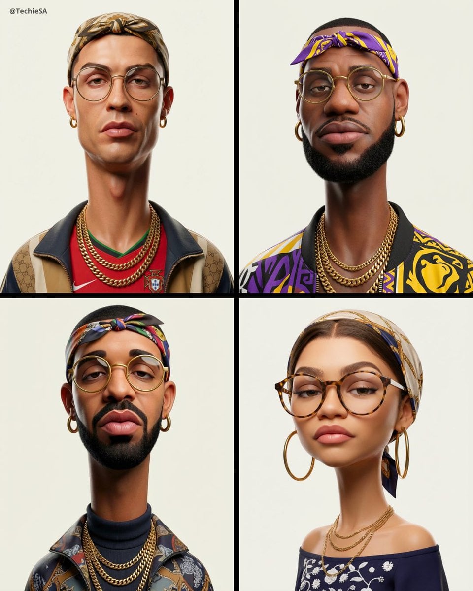 Exaggerated stylized 3D caricature character portrait with strong