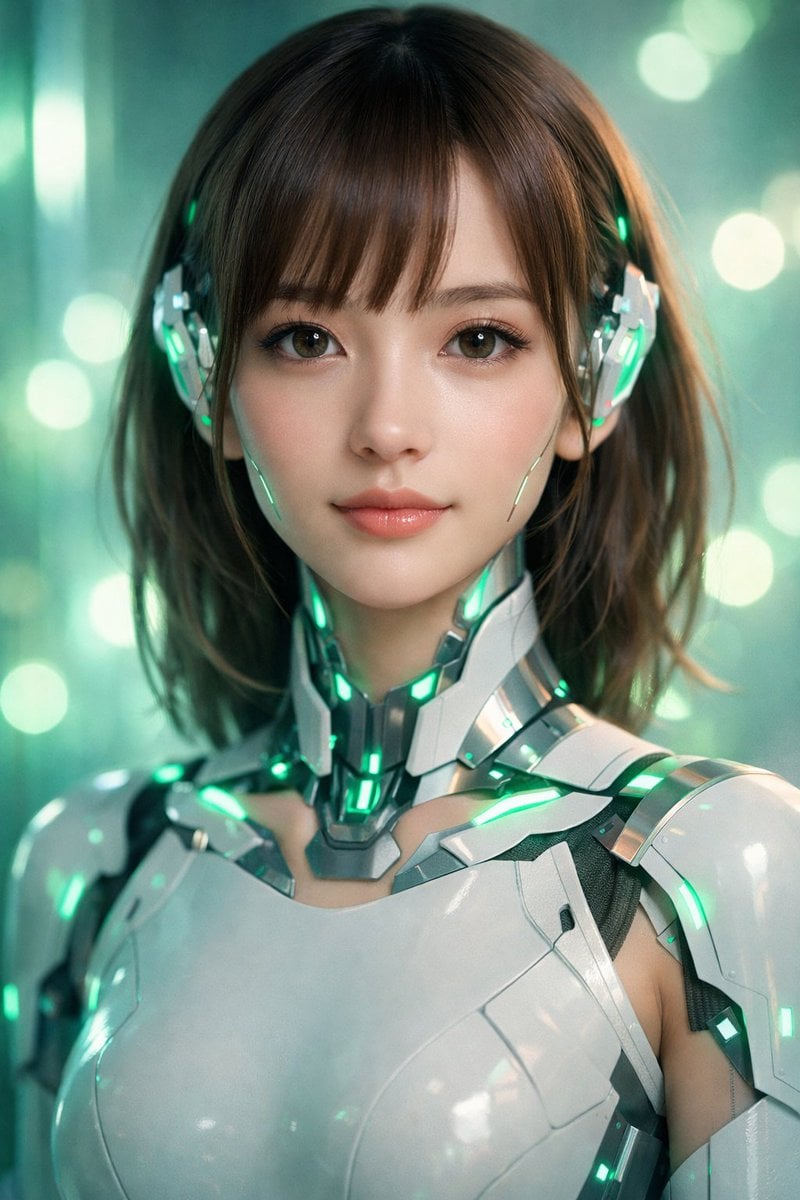 Neon Cyborg Girl Portrait Prompt