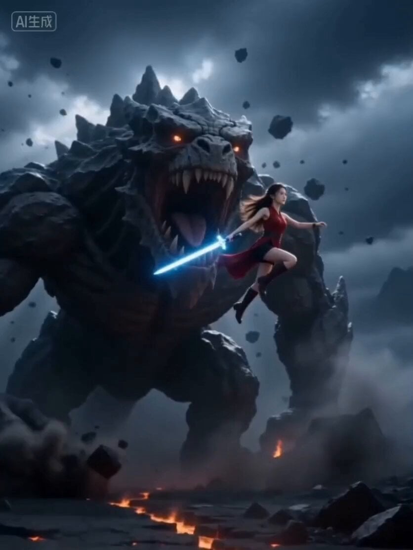 Cinematic Epic Battle Prompt: Beauty vs. Monster