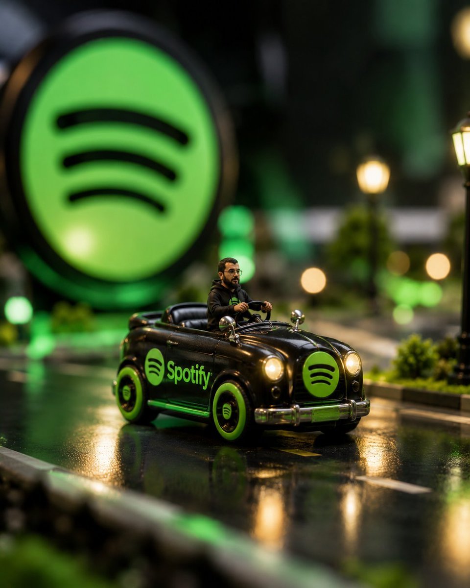 Spotify Miniature Car Ad Scene — AI image template example