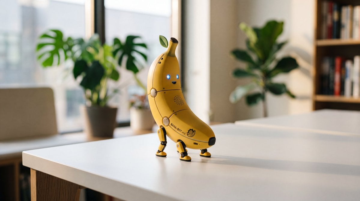 Cute Banana Robot on Table
