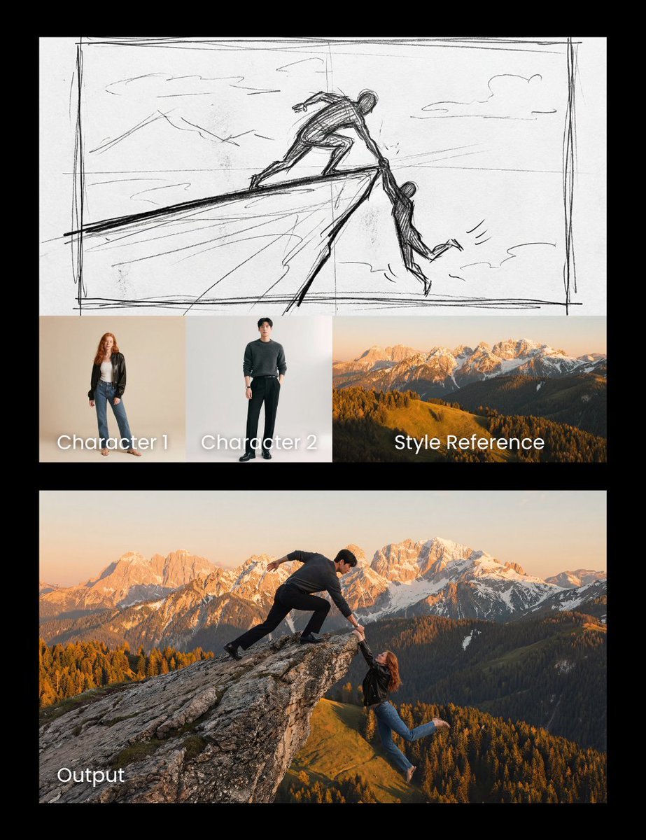 Realistic cliff rescue composite