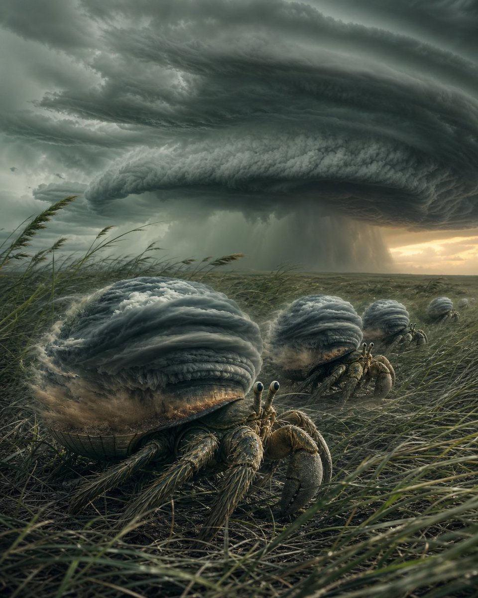 Hermit Crabs Carrying Storm Clouds — AI image template example