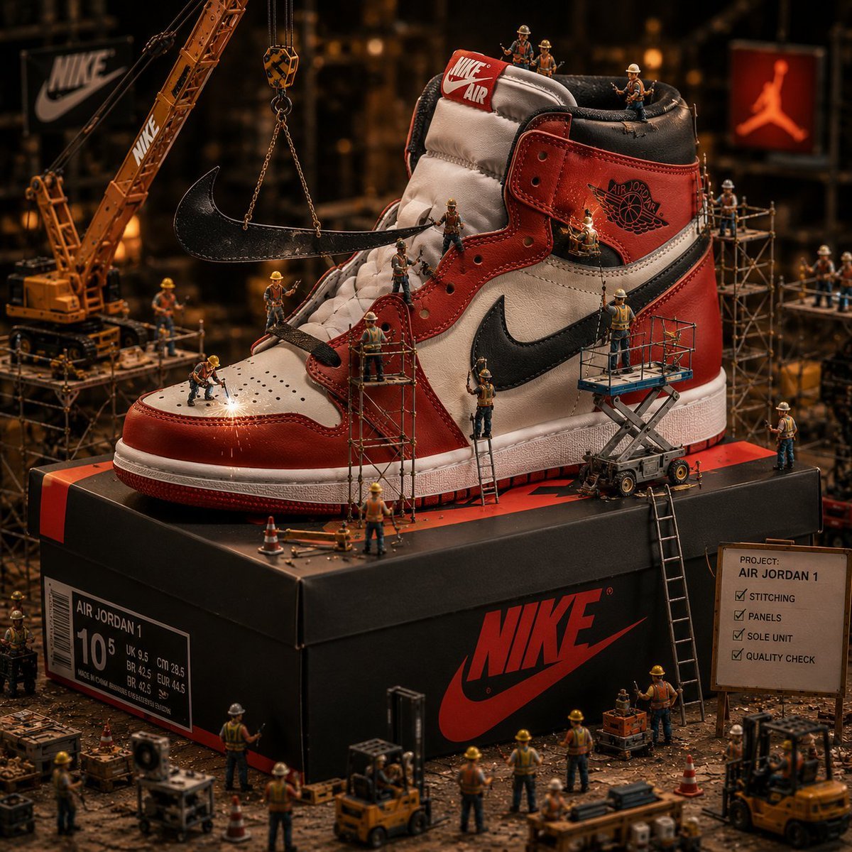 Miniature Construction Sneaker Scene