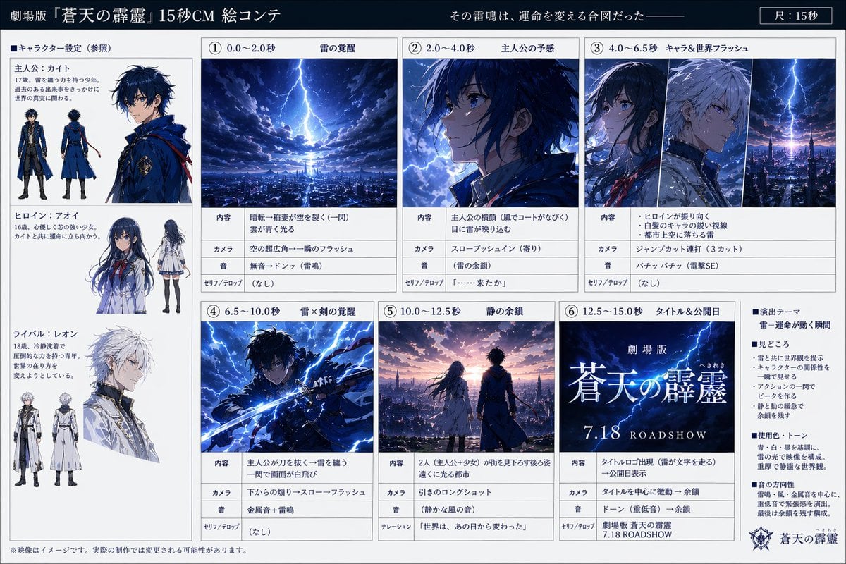 Anime Film CM Storyboard Sheet
