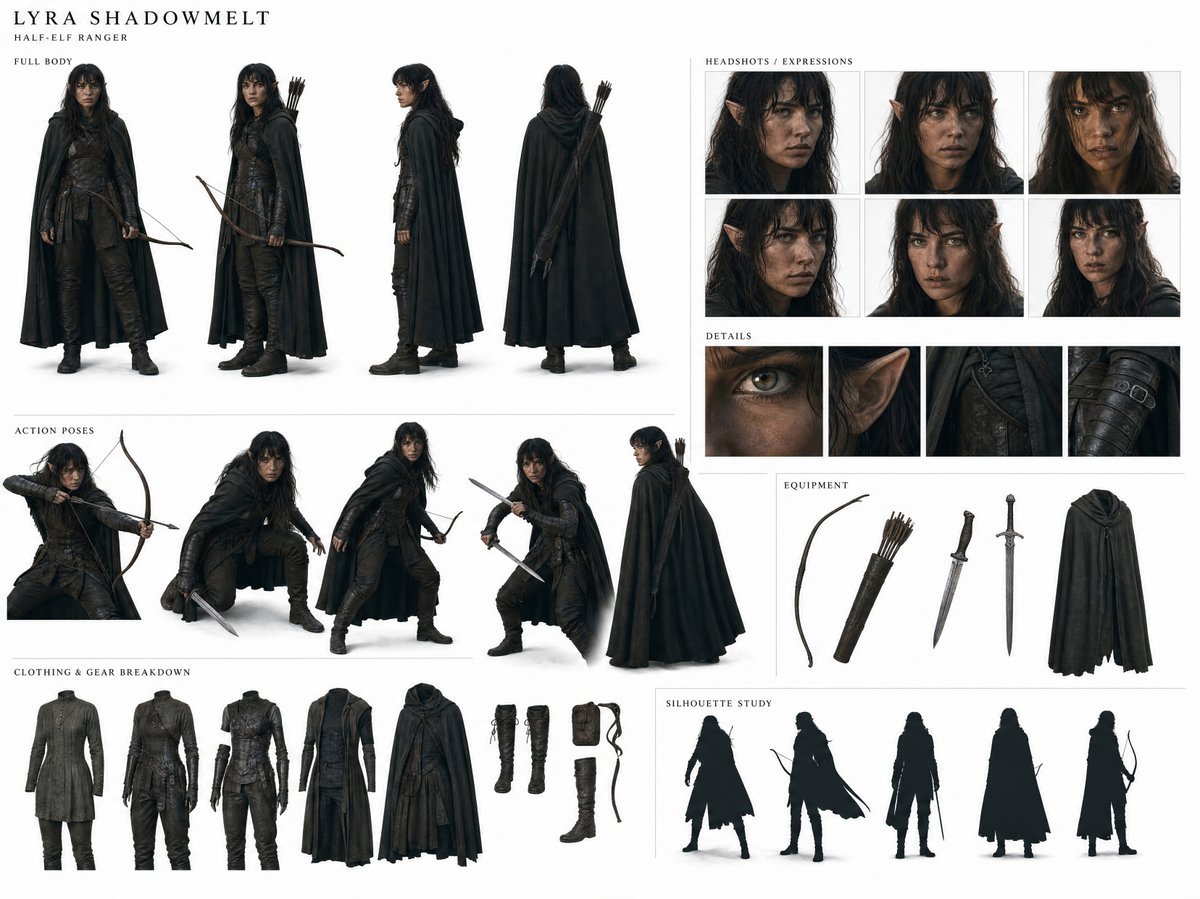 Dark Fantasy Ranger Reference Sheet