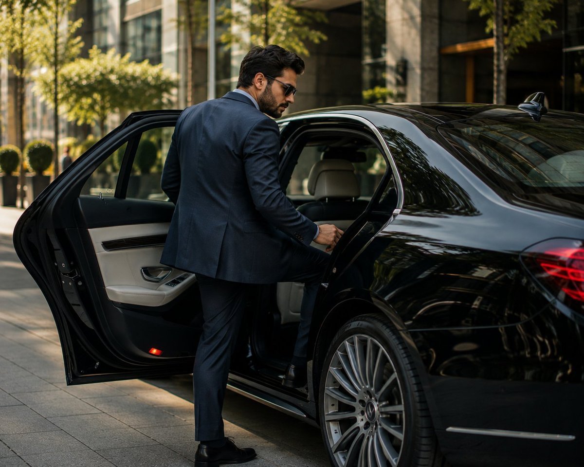 Cinematic Luxury Sedan Entry — AI image template example