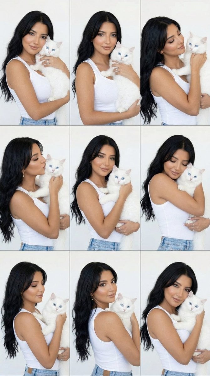 Panel Editorial Grid Portrait with Cat for Nano Banana Pro