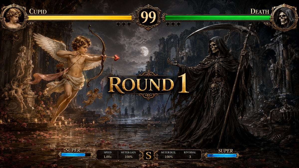 Mythological Fighting Game Versus Screen