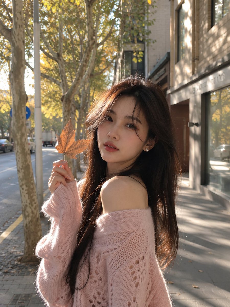 Autumn City Street Portrait — AI image template example