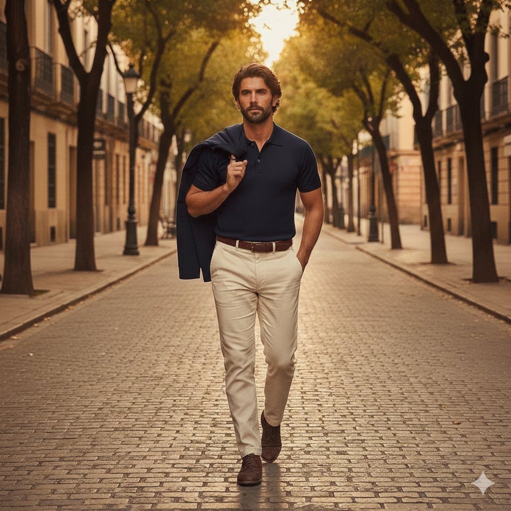 Golden hour European street fashion portrait prompt