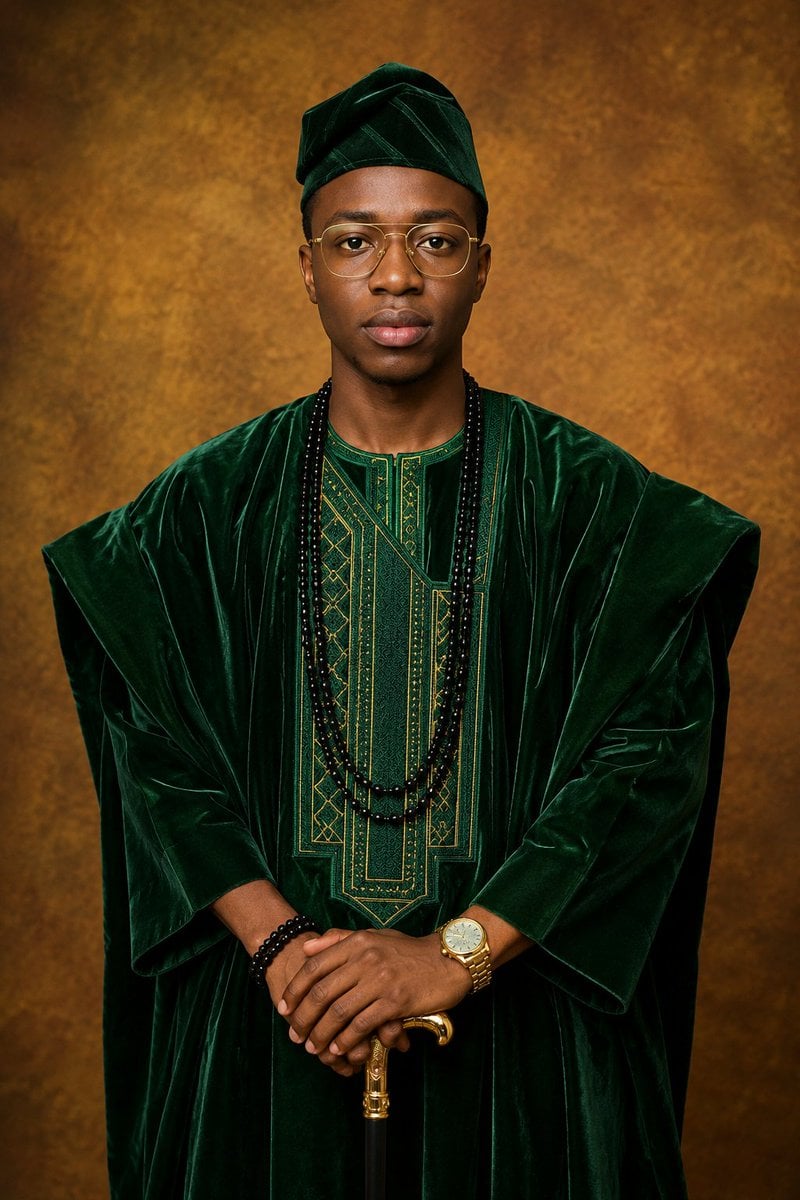 Premium Yoruba Agbada Studio Portrait — AI image template example