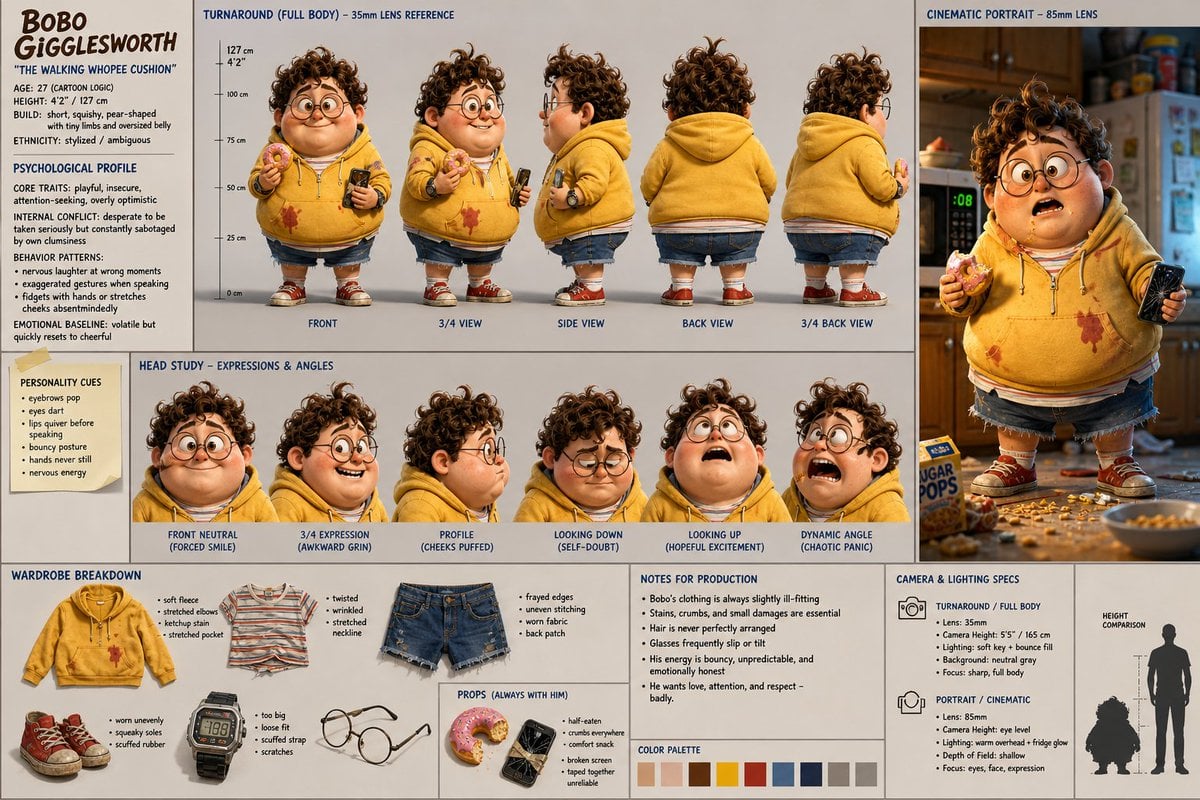 Cinematic Character Design Sheet