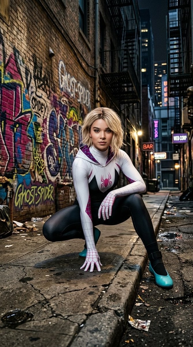Editorial Ghost-Spider Urban Portrait — AI image template example