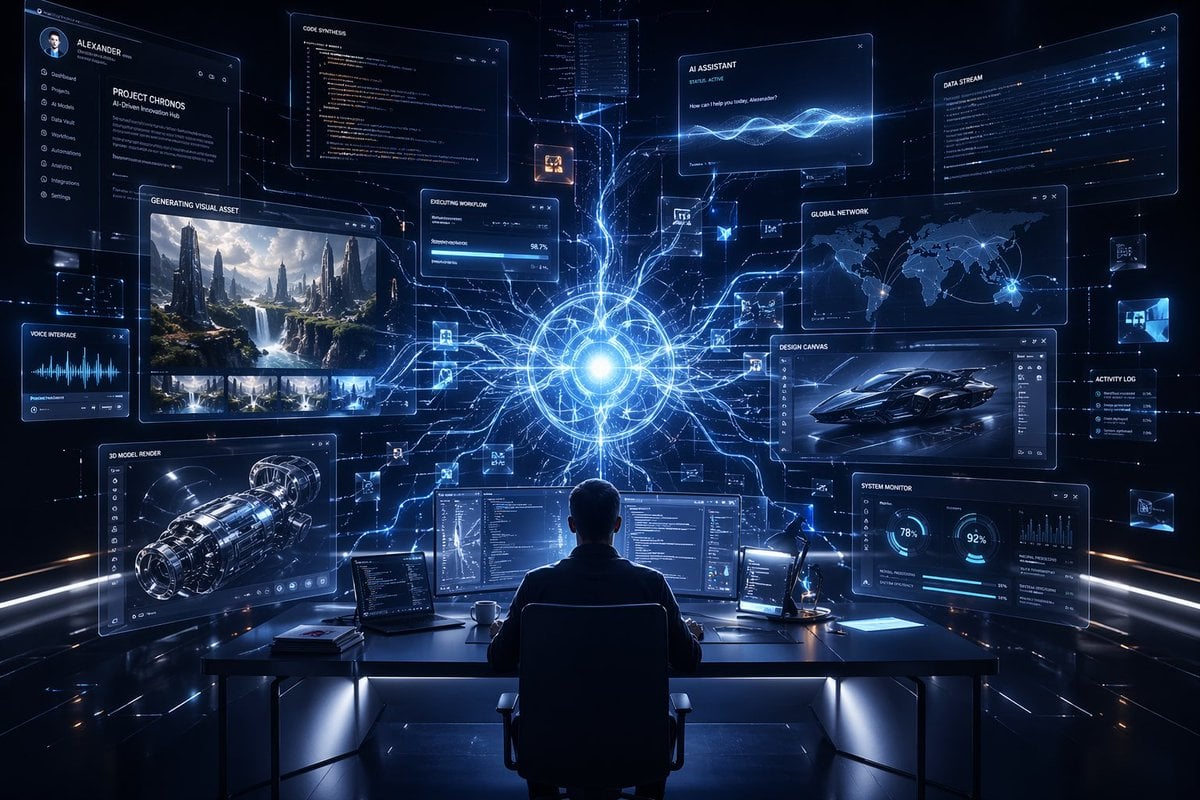 Premium Futuristic AI Workspace