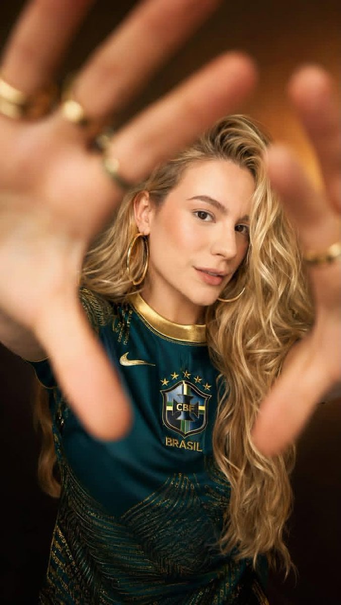 Brazil Football Fan Fashion Portrait — AI image template example