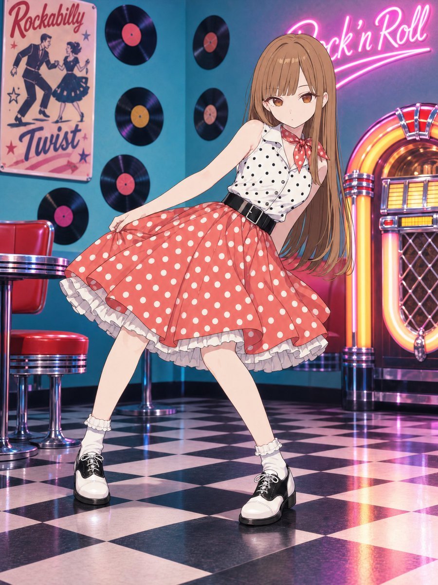Anime Rockabilly Diner Girl — AI image template example