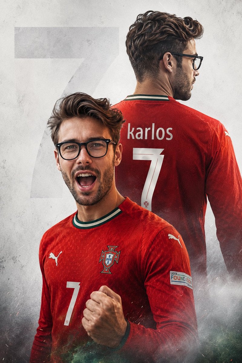 Custom Football Poster Double Exposure — AI image template example