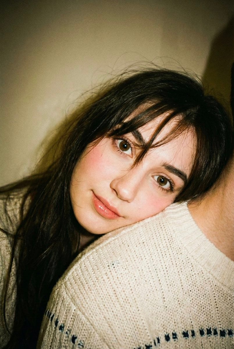 Disposable Camera Aesthetic Portrait with Intimate Pose