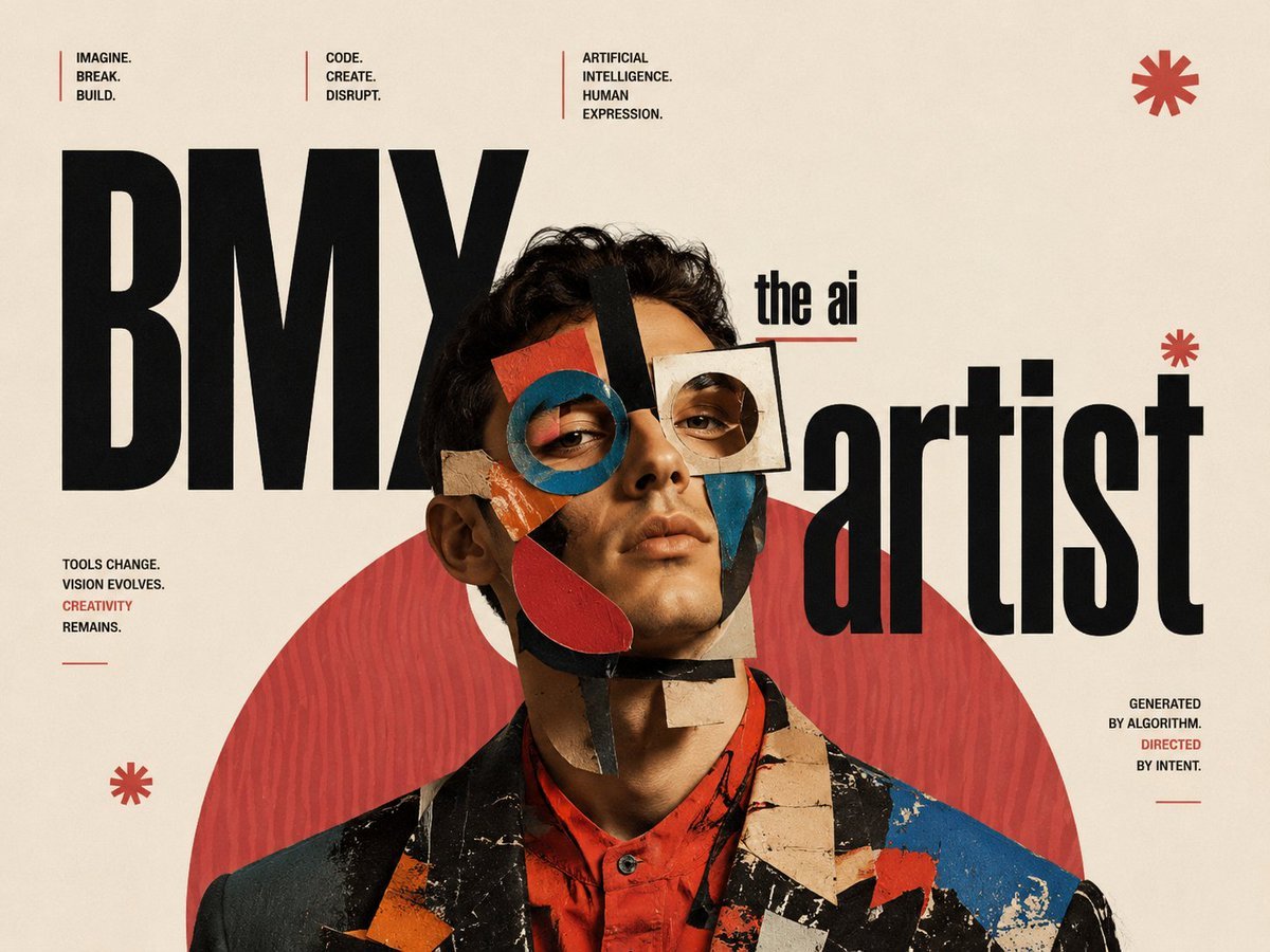 Constructivist AI Artist Editorial Poster