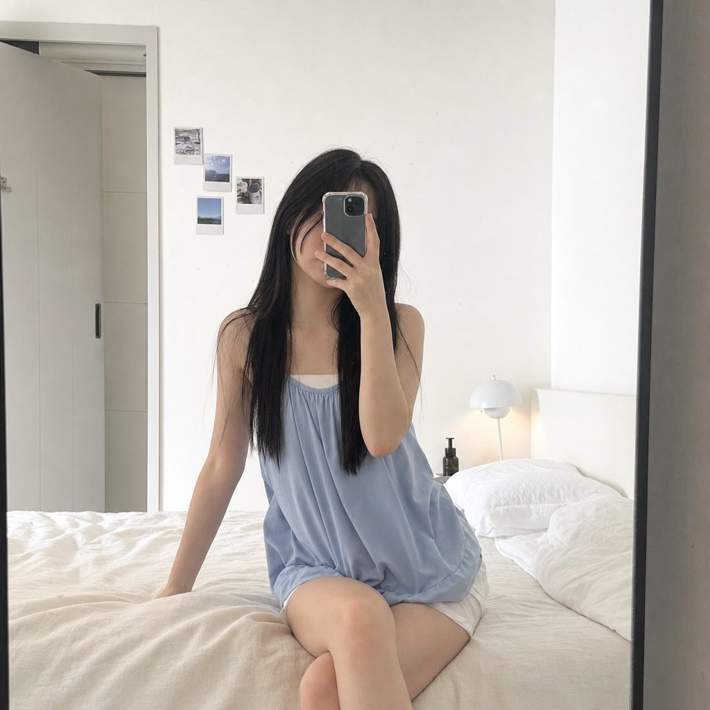 Natural Mirror Selfie Aesthetic — AI image template example