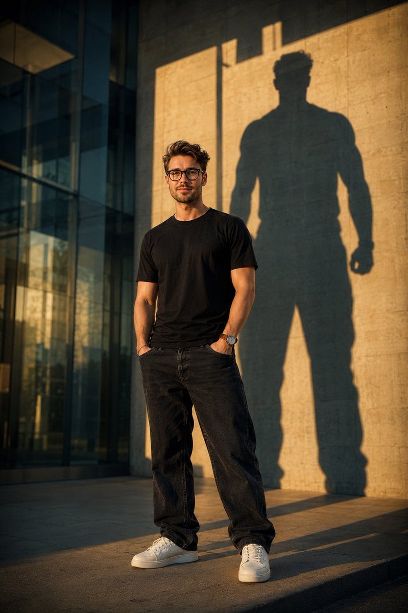 Cinematic Urban Portrait with Shadow — AI image template example