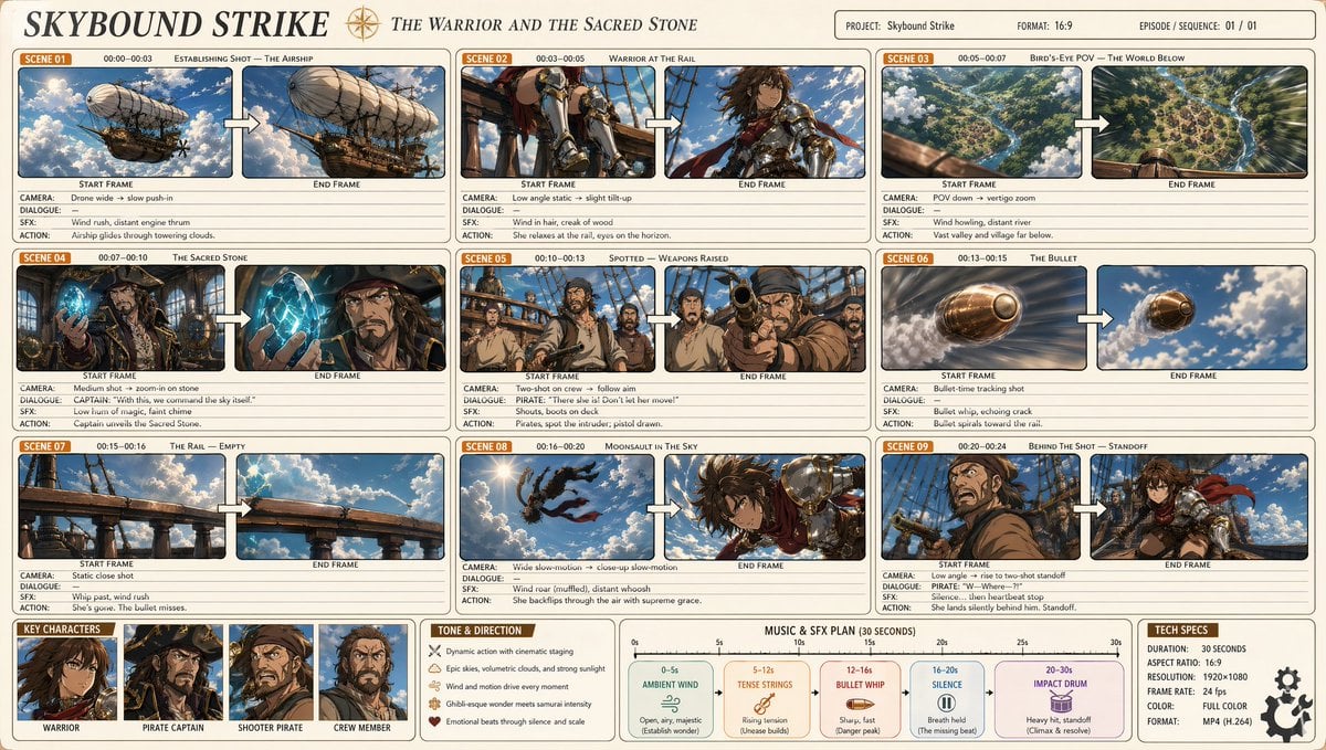 Professional Anime Cinematic Storyboard