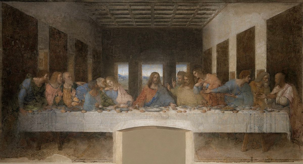 Clean Photo of The Last Supper Fresco reference image 1