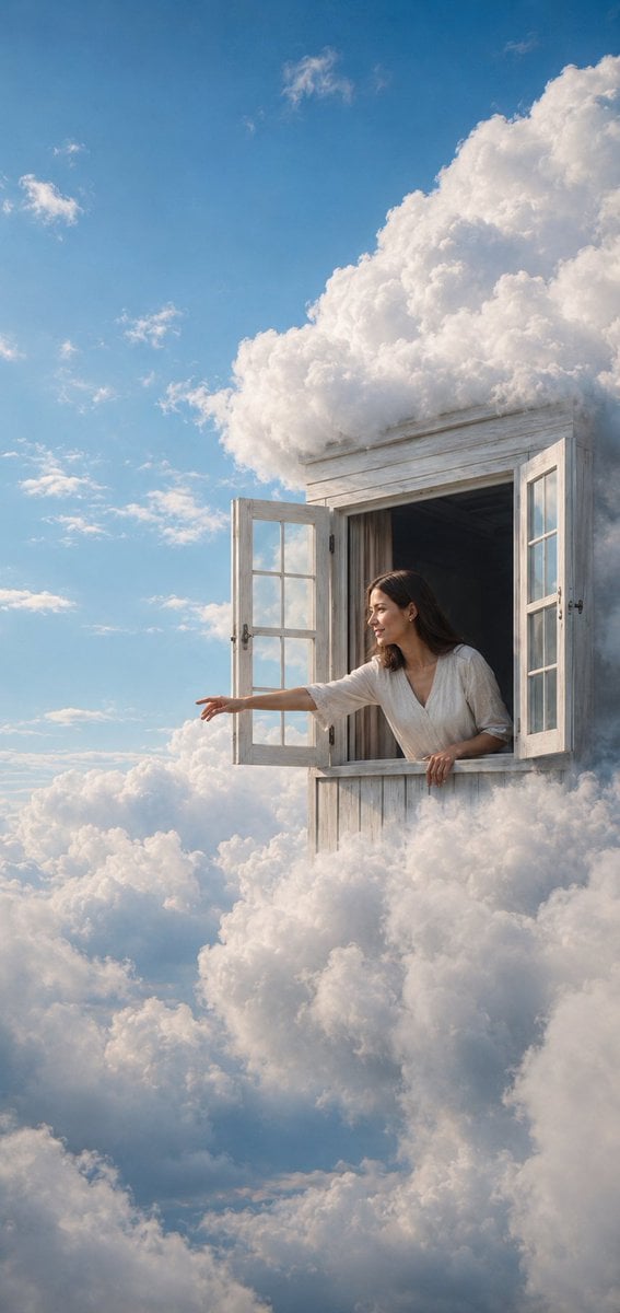 Surreal Fantasy Floating Window Portrait reference image 1