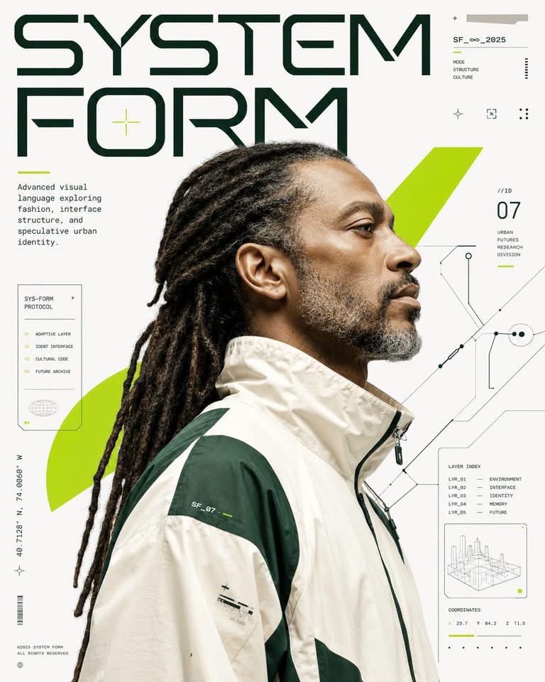 Futuristic Magazine Editorial Poster — AI image template example