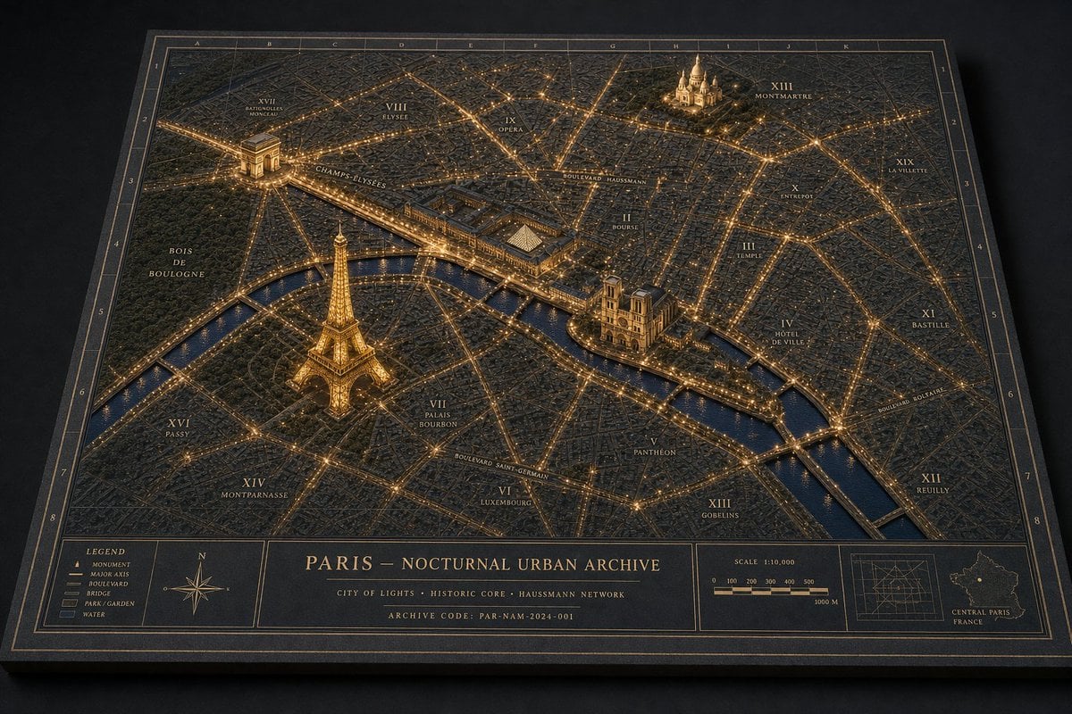 Nocturnal Paris Diorama Map