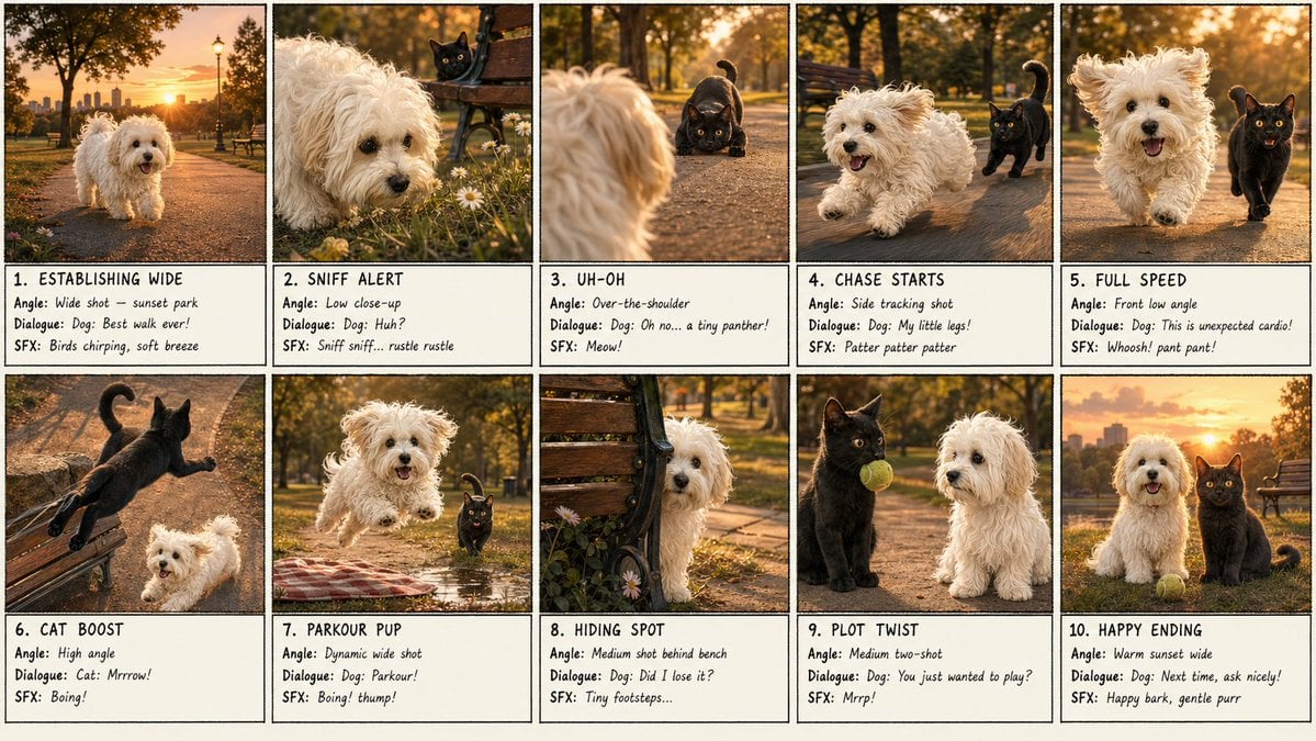 Panel Dog and Cat Park Storyboard