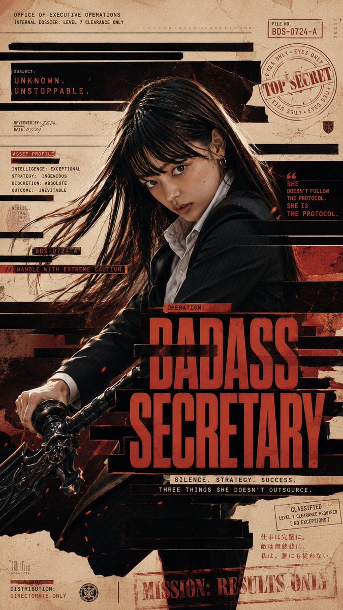 Badass Secretary Dossier Poster — AI image template example