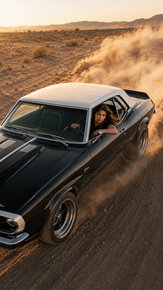 Classic Camaro Desert Powerslide — AI image template example