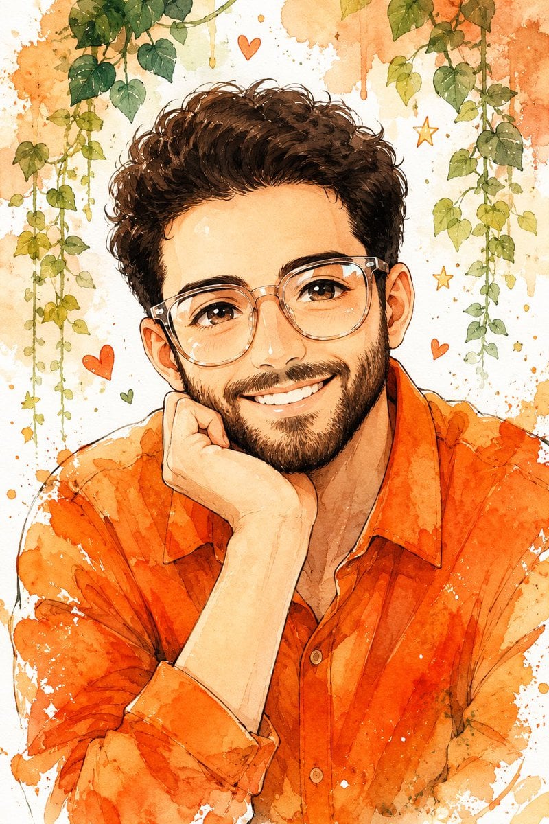 Vibrant Watercolor Anime Portrait — AI image template example
