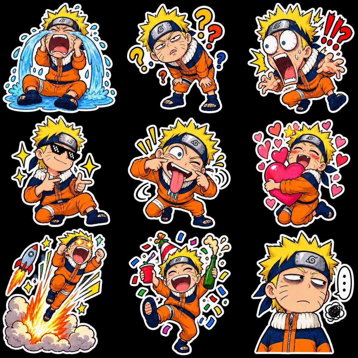 Chibi Anime Ninja Sticker Sheet