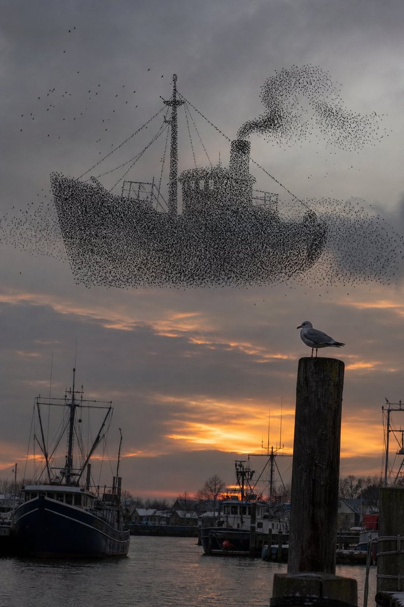 Harbor Murmuration Silhouette