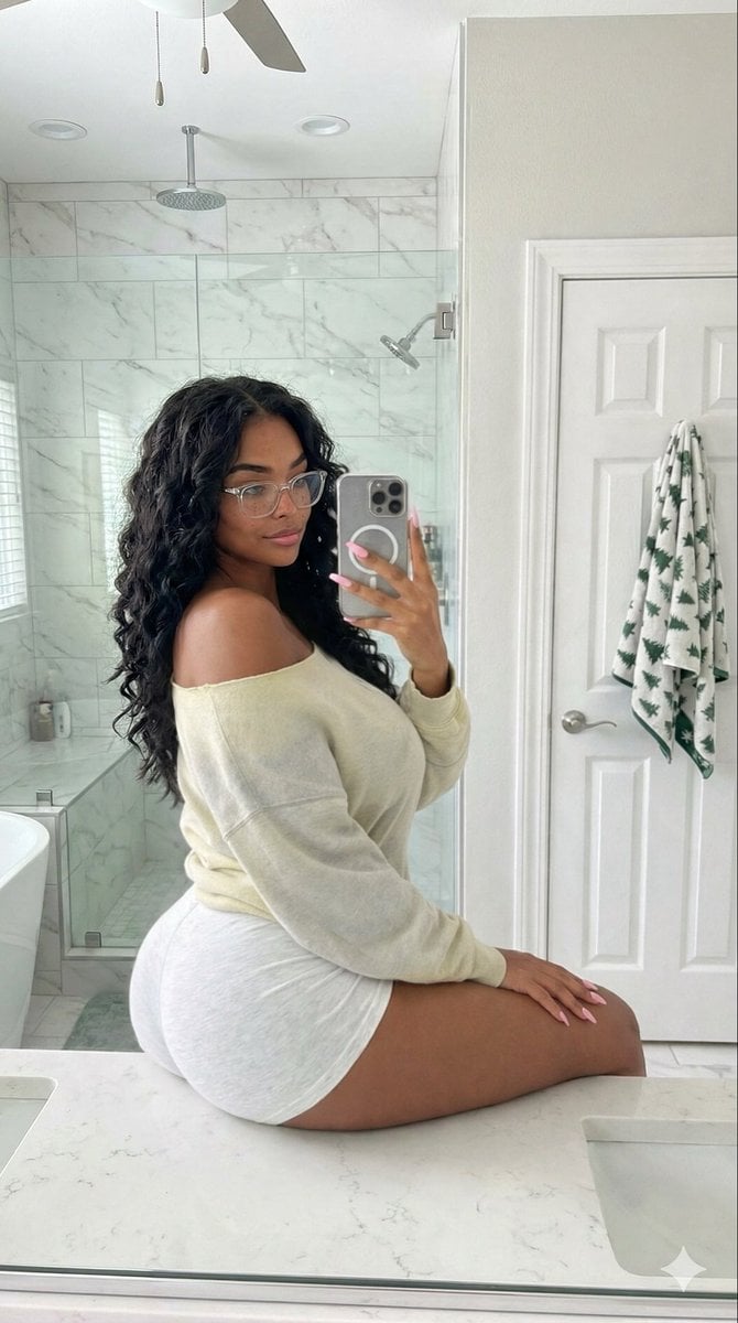 Candid Modern Bathroom Mirror Selfie Prompt